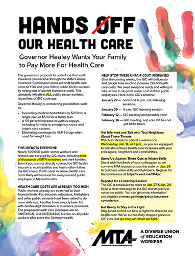 Hands Off Health Care Flier