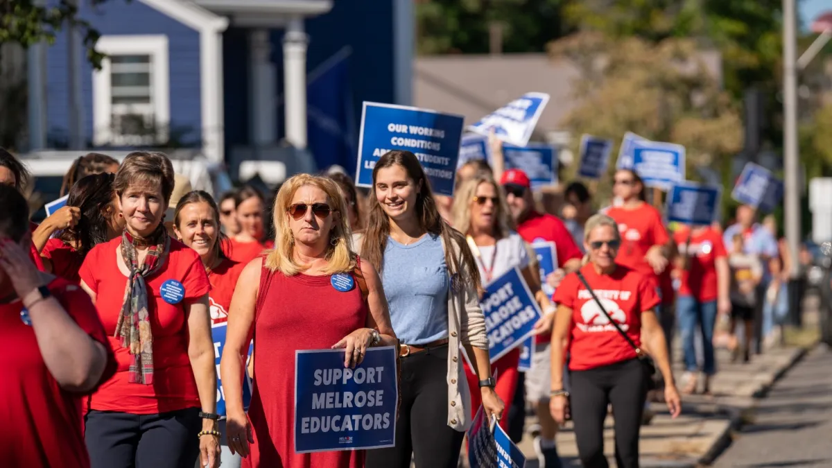 Educators in Melrose gather to demand fair contract negotiations.