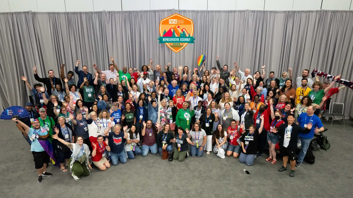 A delegation of MTA members at the NEA RA in 2025 in Portland, Oregon.