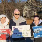 Waltham educators standing out in support of their immigrant students and their families. Waltham Education Association holds standouts before school to send the message: Everyone is Welcome Here!