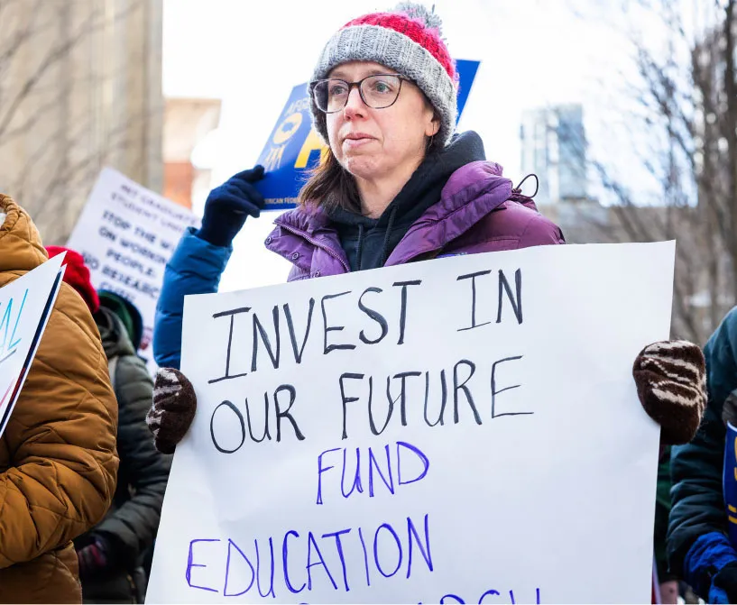  University faculty and students were among those speaking out against looming cuts in federal funding for research and other academic work. 