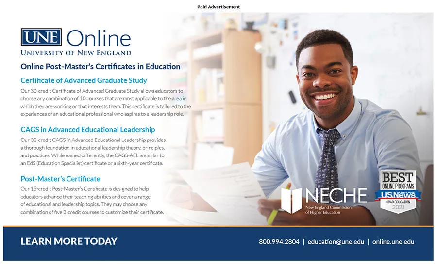 advertisement: uneonline