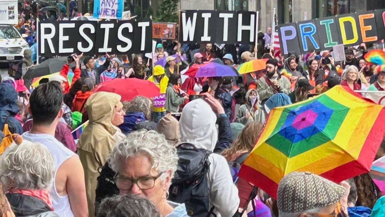 MTA members marched in the Boston Pride for the People's March on June 14, 2025.