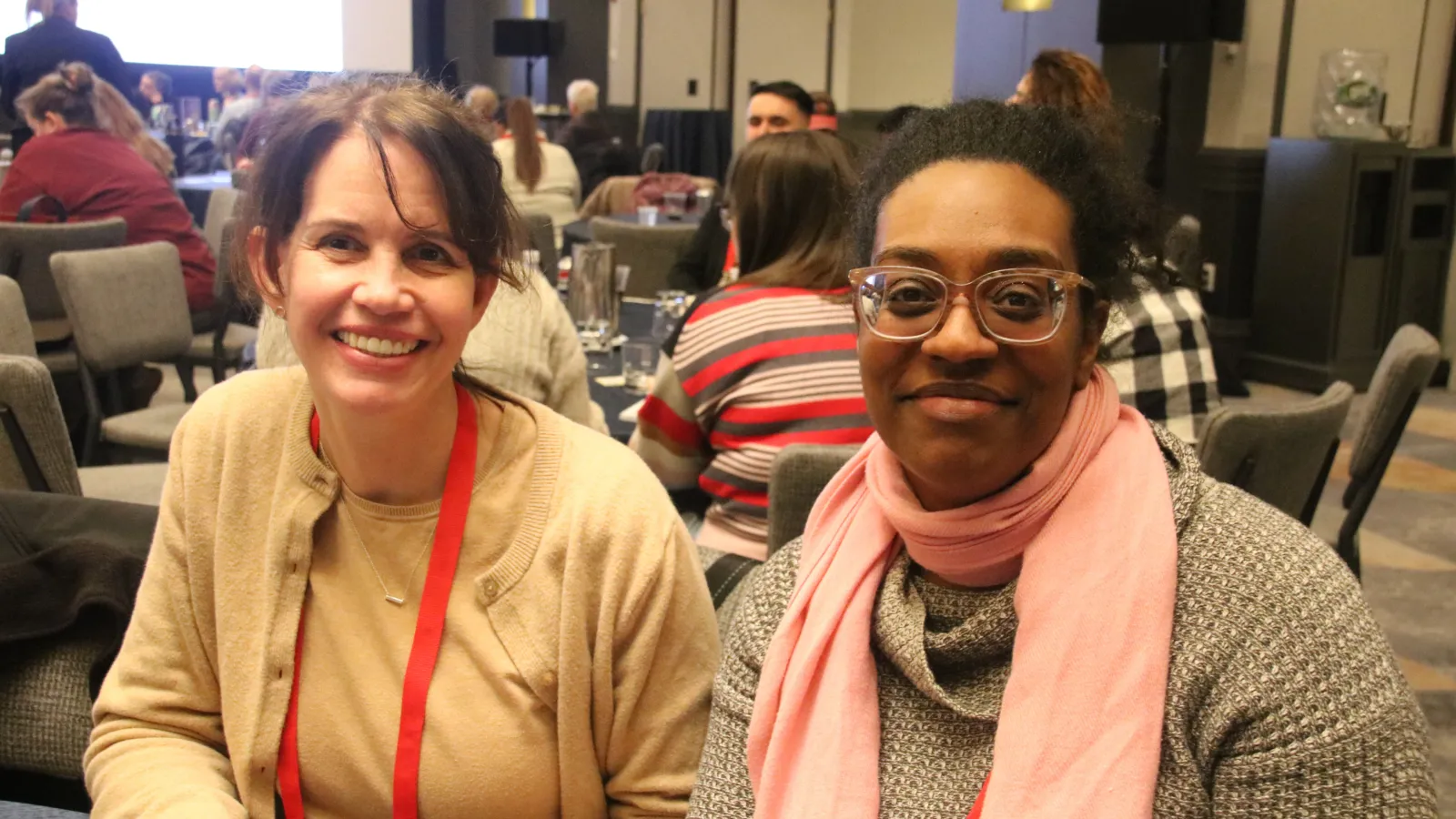 Massachusetts Community College Council members, who work at Holyoke Community College, at the MTA Winter Union Skills Conference at the Sheraton Boston in January 2026.
