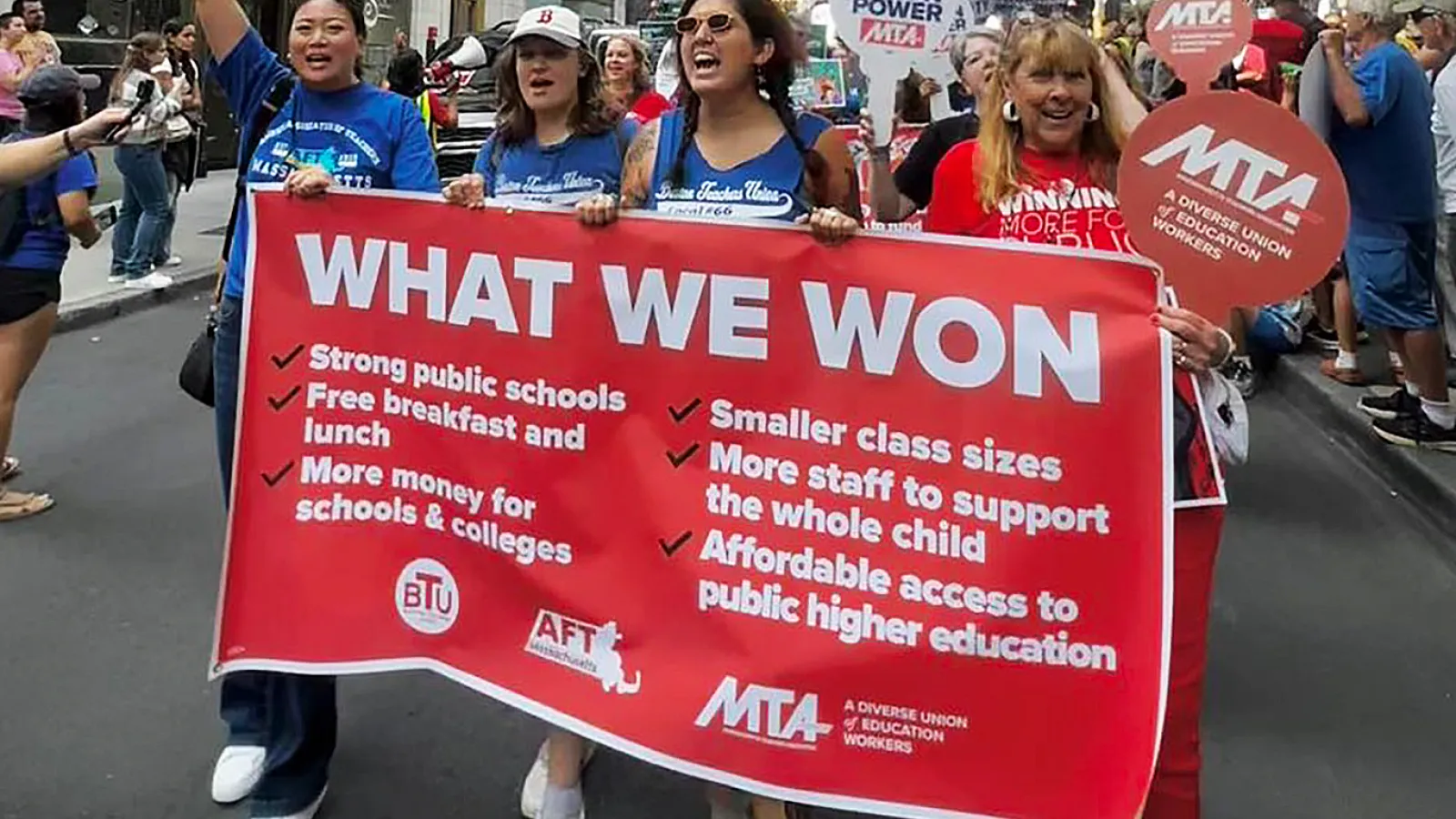 MTA, BTU, and AFT-MA came together for education. #WorkersOverBillionaires
