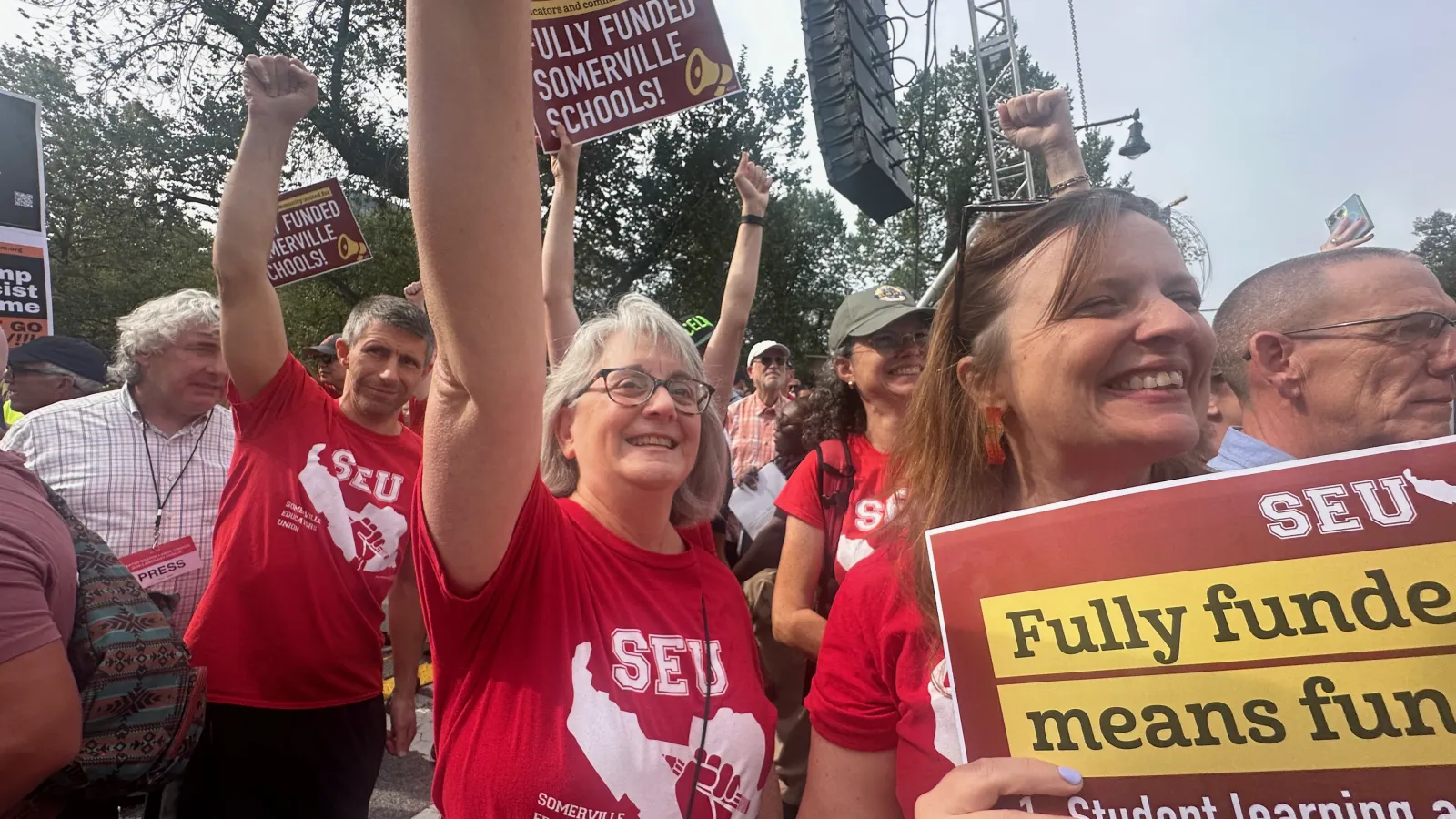 MTA members marched in the inaugural Labor Day parade in Boston in 2025.