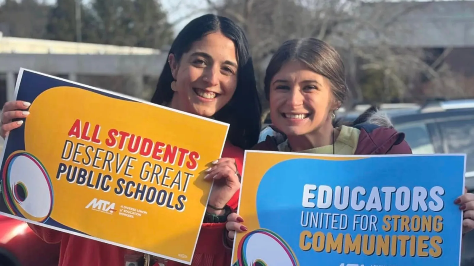 MTA members, two females, standing out for the schools our students deserve.