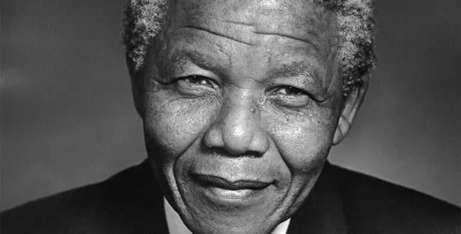 black and white photo of Nelson Mandela