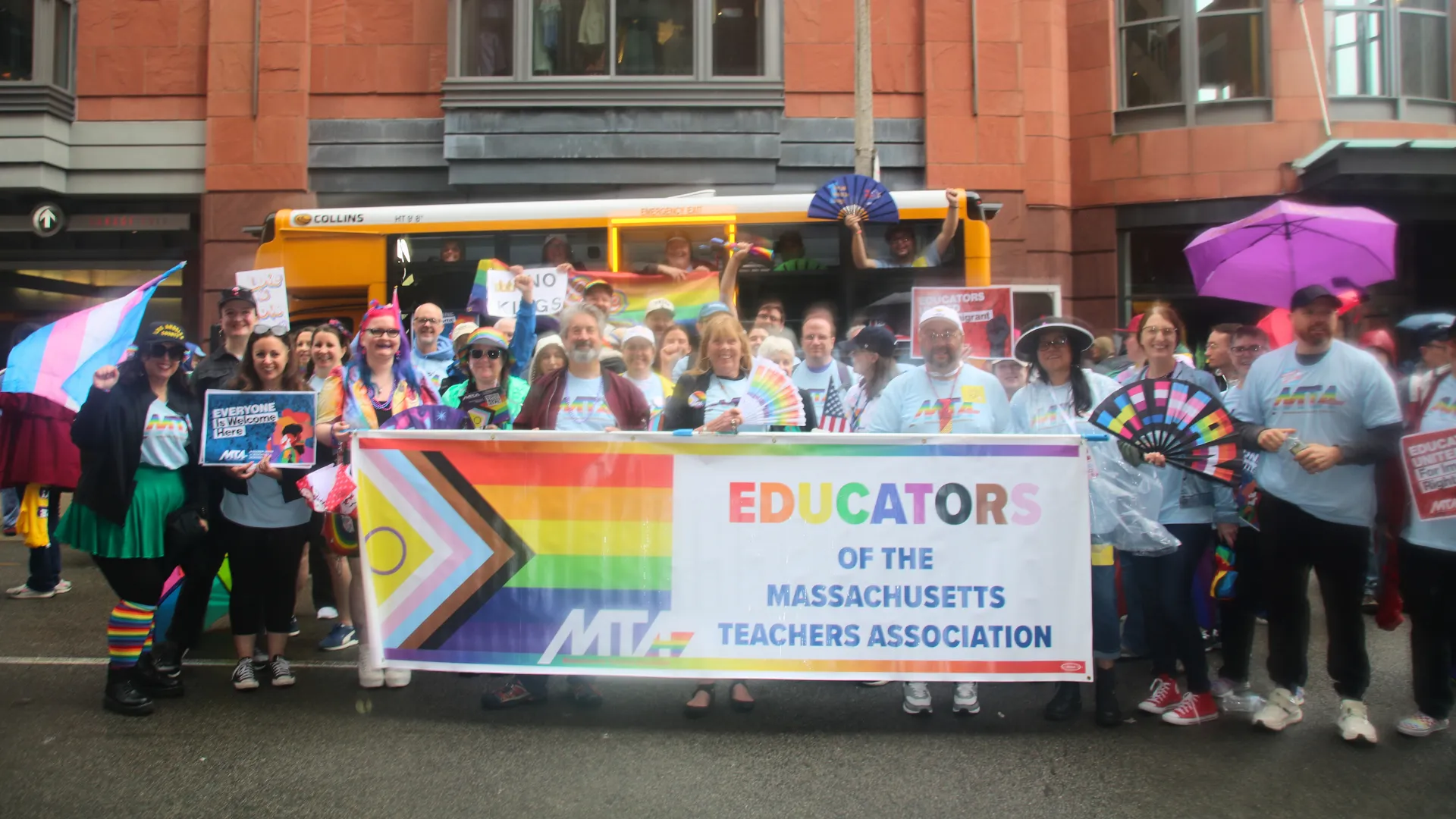The MTA LGBTQ+ Committee marched in the Boston Pride for the People March on June 14, 2026.