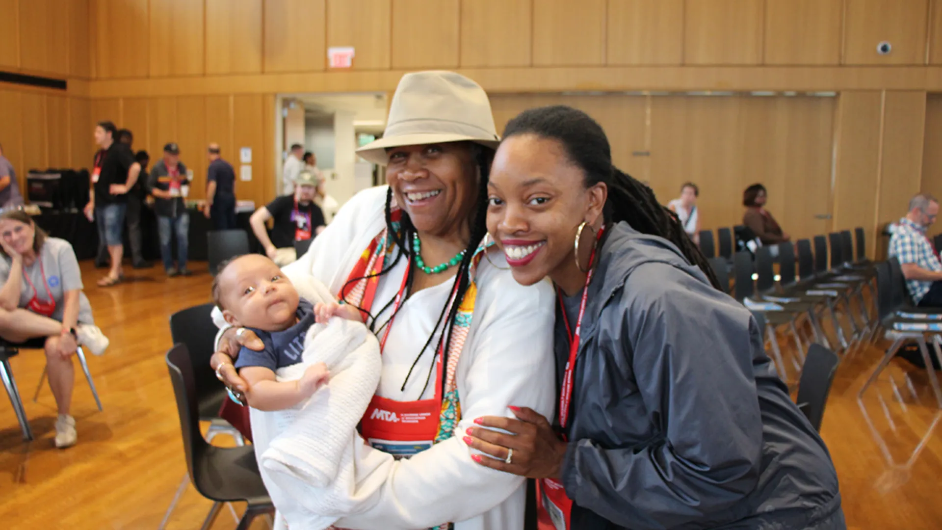 Springfield retired teacher Margaret Foster Franklin with friends at the Summer Conference at UMass Amherst in 2025.