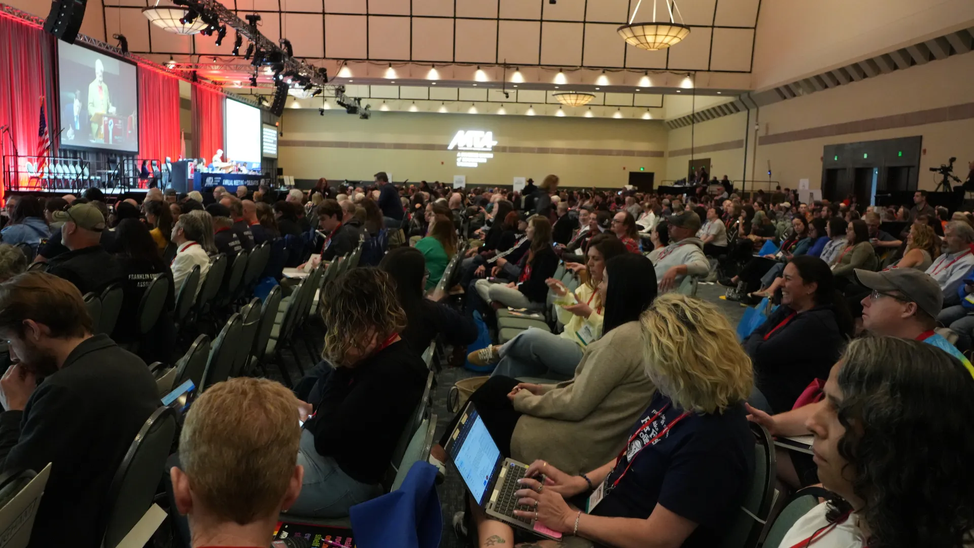 Wide shot of the crowd of delegates at the 2026 MTA Annual Meeting of Delegates