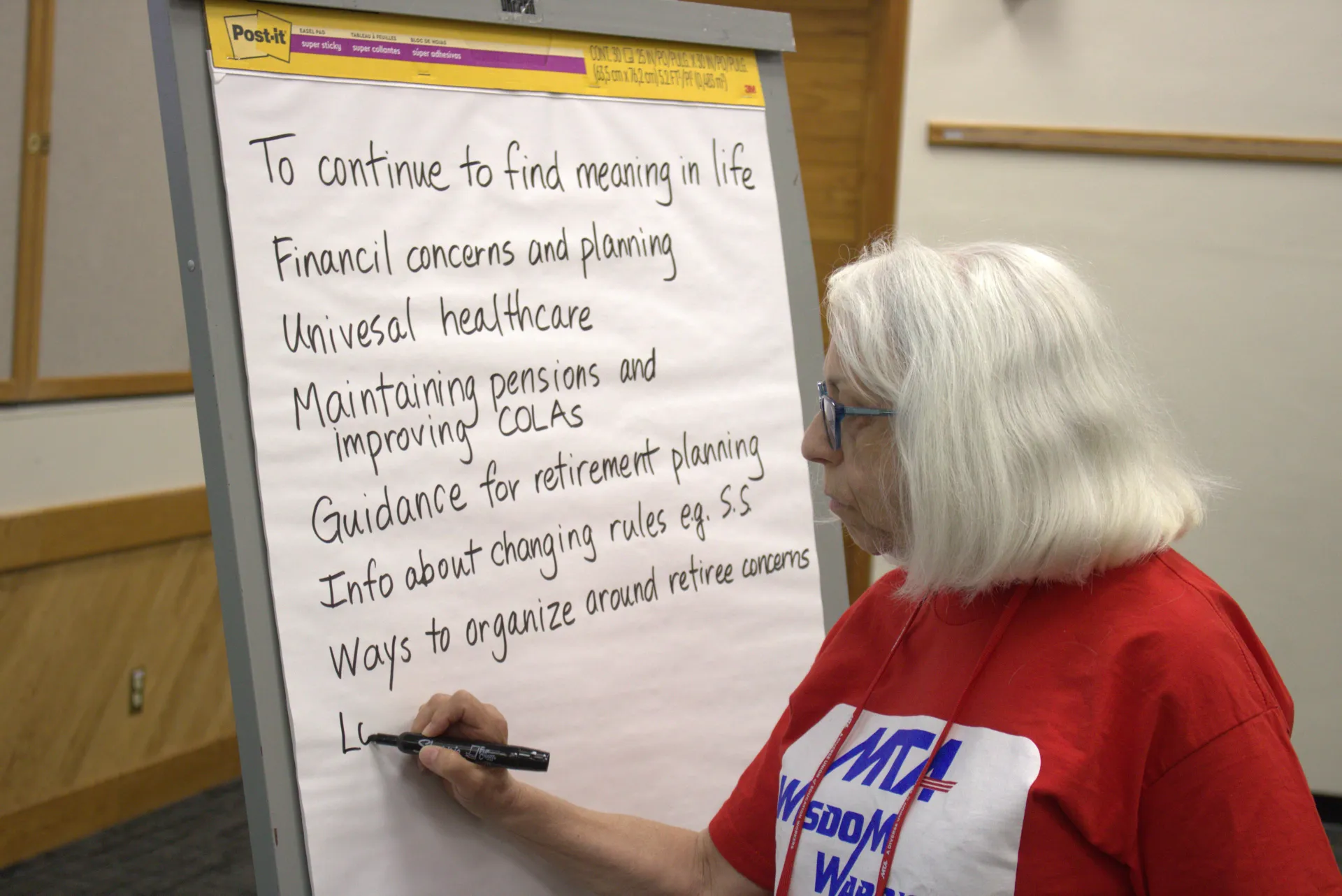 Retired members participated in an activity at Summer Conference 2026 in which they identified key reasons for remaining active in the MTA.