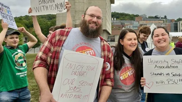 MTA members at UMass Amherst rallying for a fair contract.