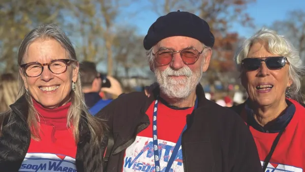 Members of MTA Retired, known as the “Wisdom Warriors,” at a rally advocating for educators.