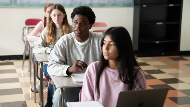 middle school students in a classroom