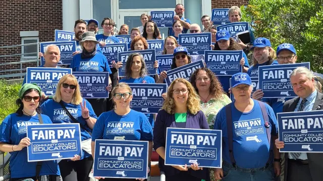 Massachusetts Community College Council notched a big victory at the bargaining table when management finally dropped its attempt to deny workers on the union's bargaining team team release time for negotiations, a practice in place for decades so workers could negotiate without having to use vacation time or lose pay. 